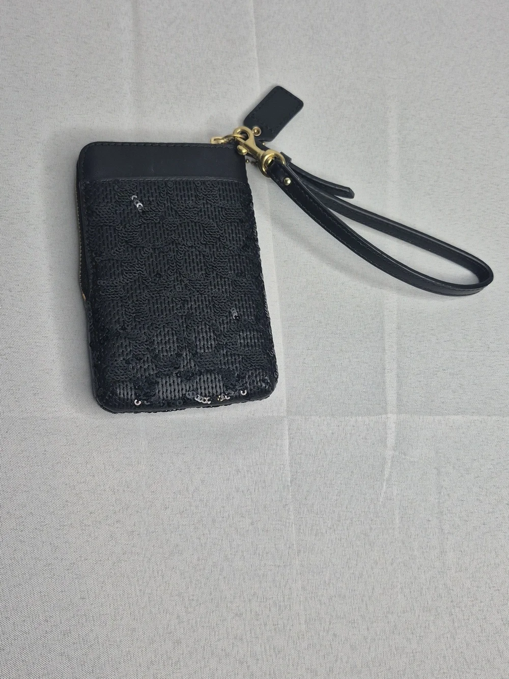 Coach Poppy Black Sequin Wristlet Wallet